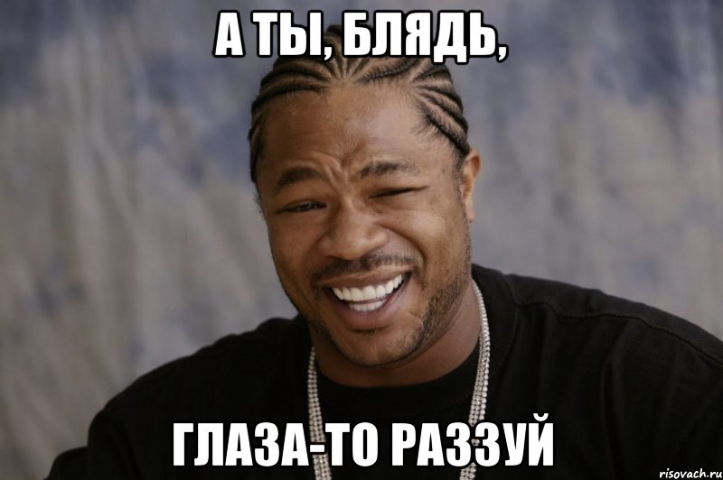 А ТЫ, БЛЯДЬ, ГЛАЗА-ТО РАЗЗУЙ, Мем Xzibit