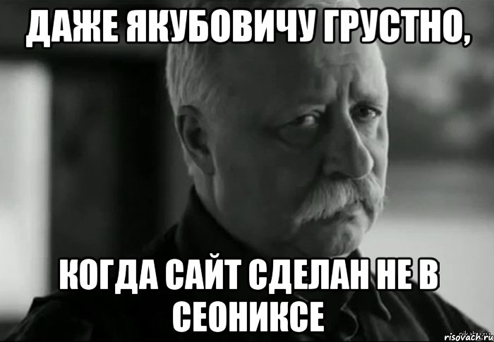 Даже Якубовичу грустно, когда сайт сделан не в СЕОНИКСЕ, Мем Не расстраивай Леонида Аркадьевича