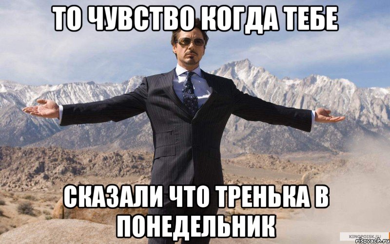 То чувство когда тебе Сказали что тренька в понедельник, Мем железный человек