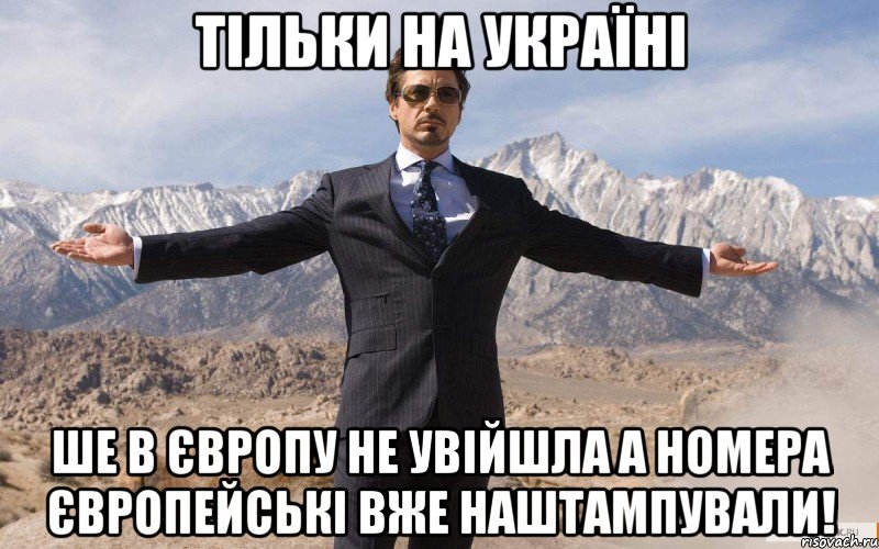 Тільки на Україні Ше в Європу не увійшла а номера європейські вже наштампували!, Мем железный человек