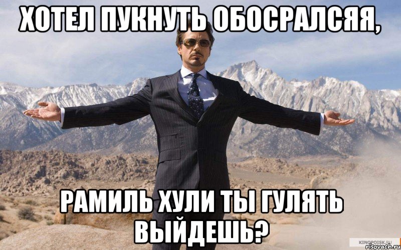 хотел пукнуть обосралсяя, рамиль хули ты гулять выйдешь?, Мем железный человек