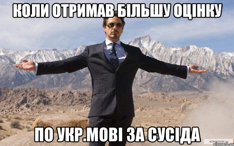 Коли отримав більшу оцінку по укр.мові за сусіда, Мем железный человек