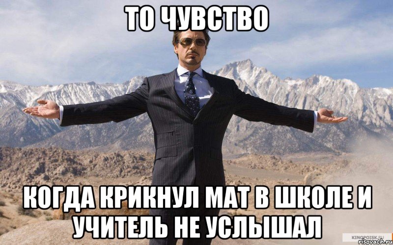 ТО чувство когда крикнул мат в школе и учитель не услышал, Мем железный человек