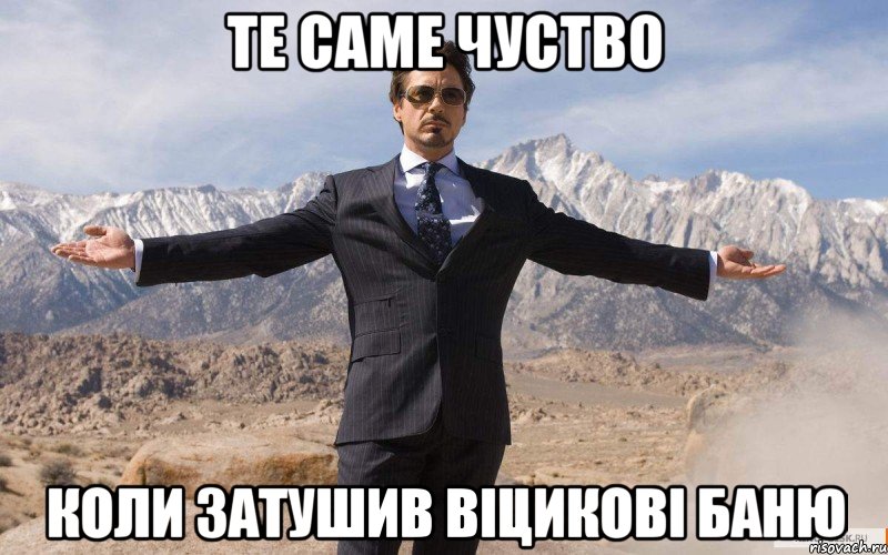 Те саме чуство коли затушив Віцикові баню, Мем железный человек