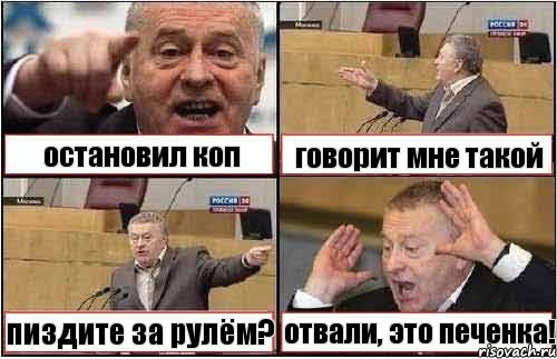 остановил коп говорит мне такой пиздите за рулём? отвали, это печенка!, Комикс жиреновский