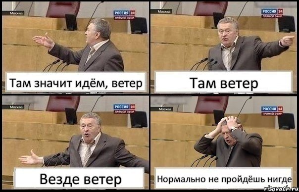 Там значит идём, ветер Там ветер Везде ветер Нормально не пройдёшь нигде, Комикс Жирик в шоке хватается за голову