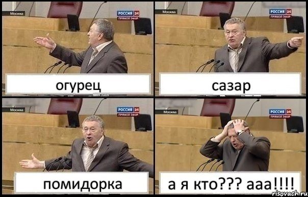 огурец сазар помидорка а я кто??? ааа!!!!, Комикс Жирик в шоке хватается за голову