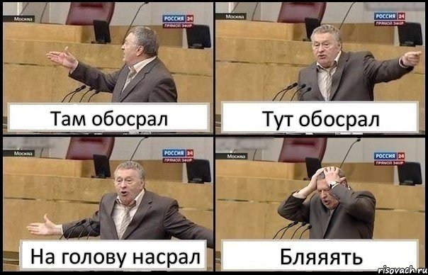 Там обосрал Тут обосрал На голову насрал Бляяять, Комикс Жирик в шоке хватается за голову