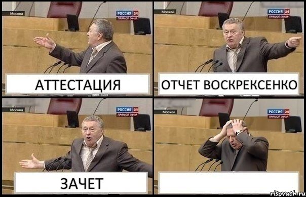 АТТЕСТАЦИЯ ОТЧЕТ ВОСКРЕКСЕНКО ЗАЧЕТ , Комикс Жирик в шоке хватается за голову