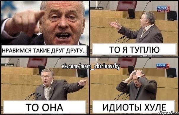 Нравимся такие друг другу... То я туплю То она Идиоты хуле, Комикс Жирик