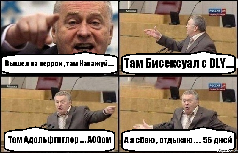 Вышел на перрон , там Какажуй.... Там Бисексуал с DLY.... Там Адольфгитлер .... AOGом А я ебаю , отдыхаю ..... 56 дней, Комикс Жириновский
