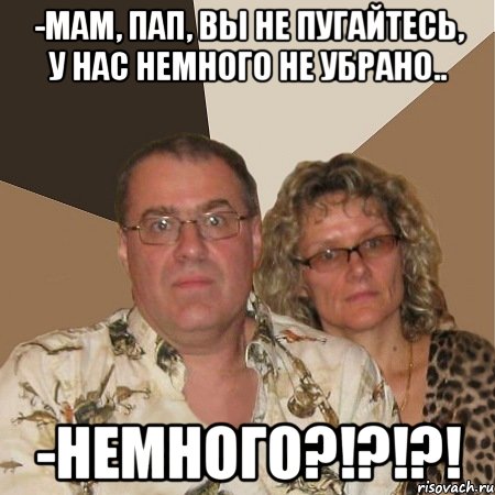 -Мам, пап, вы не пугайтесь, у нас немного не убрано.. -НЕМНОГО?!?!?!, Мем  Злые родители