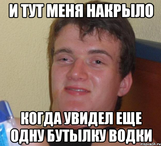 И тут меня накрыло Когда увидел еще одну бутылку водки, Мем 10 guy (Stoner Stanley really high guy укуренный парень)