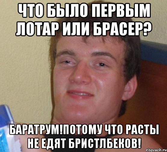 Что было первым лотар или брасер? Баратрум!Потому что Расты не едят бристлбеков!, Мем 10 guy (Stoner Stanley really high guy укуренный парень)