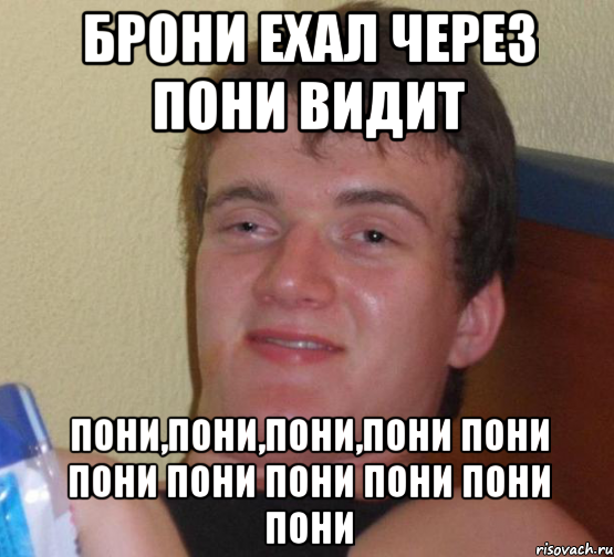 Брони ехал через пони видит Пони,пони,пони,пони пони пони пони пони пони пони пони, Мем 10 guy (Stoner Stanley really high guy укуренный парень)