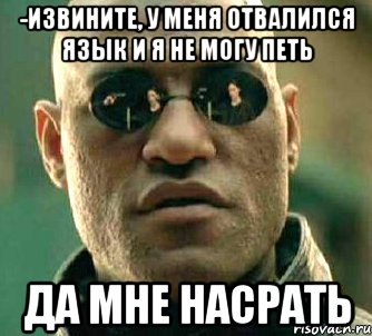 -Извините, у меня отвалился язык и я не могу петь Да мне насрать, Мем  а что если я скажу тебе