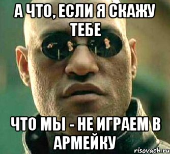 а что, если я скажу тебе что мы - не играем в армейку, Мем  а что если я скажу тебе