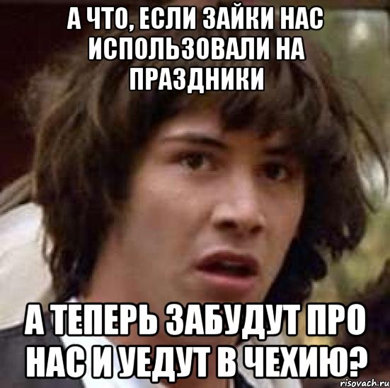 А что, если Зайки нас использовали на праздники а теперь забудут про нас и уедут в Чехию?, Мем А что если (Киану Ривз)