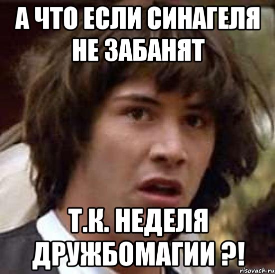 А ЧТО ЕСЛИ СИНАГЕЛЯ НЕ ЗАБАНЯТ Т.К. НЕДЕЛЯ ДРУЖБОМАГИИ ?!, Мем А что если (Киану Ривз)