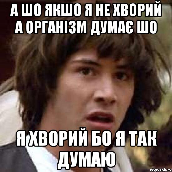 А шо якшо я не хворий а організм думає шо я хворий бо я так думаю, Мем А что если (Киану Ривз)