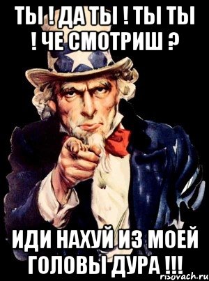 ТЫ ! ДА ТЫ ! ТЫ ТЫ ! ЧЕ СМОТРИШ ? ИДИ НАХУЙ ИЗ МОЕЙ ГОЛОВЫ ДУРА !!!, Мем а ты