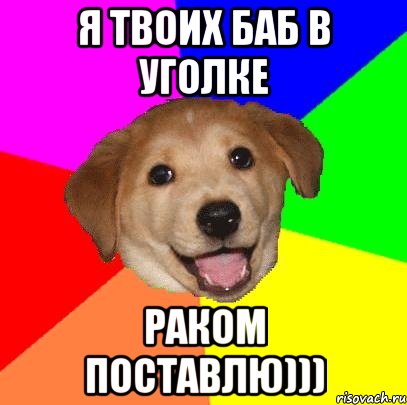 Я твоих баб в уголке Раком поставлю))), Мем Advice Dog