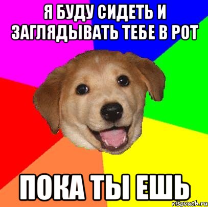 Я буду сидеть и заглядывать тебе в рот Пока ты ешь, Мем Advice Dog