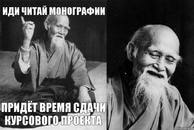 Иди читай монографии Придёт время сдачи курсового проекта  , Комикс Мудрец-монах (4 зоны)