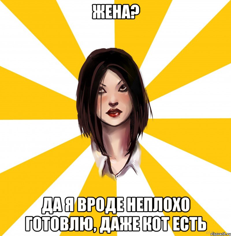 жена? да я вроде неплохо готовлю, даже кот есть