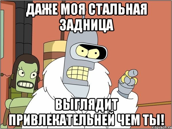 Даже моя стальная задница выглядит привлекательней чем ты!