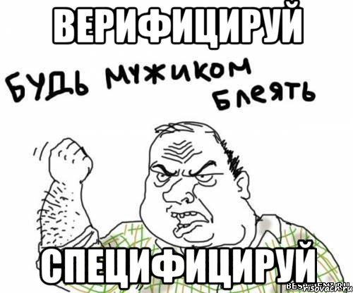 ВЕРИФИЦИРУЙ СПЕЦИФИЦИРУЙ, Мем блять