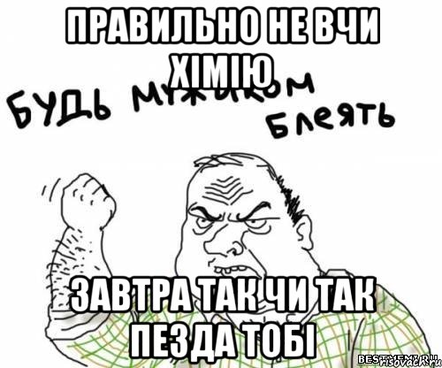 правильно не вчи хімію завтра так чи так ПЕЗДА ТОБІ, Мем блять