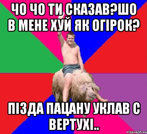 Чо Чо ти сказав?Шо в мене хуй як огірок? Пізда пацану уклав с вертухі..
