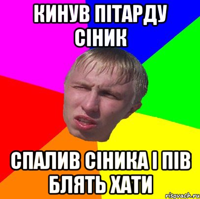 кинув пітарду сіник спалив сіника і пів блять хати