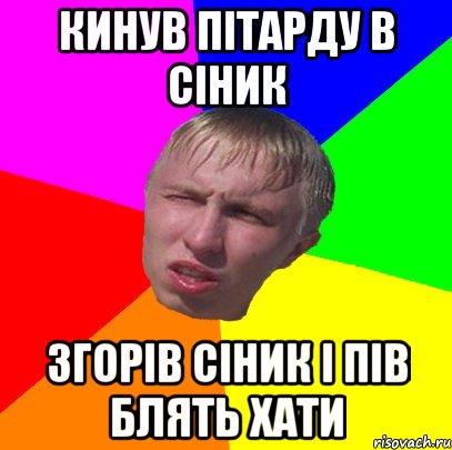 кинув пітарду в сіник згорів сіник і пів блять хати