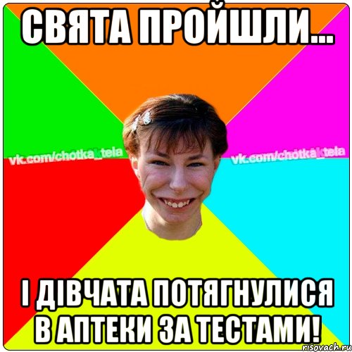 Свята пройшли... і дівчата потягнулися в аптеки за тестами!, Мем Чьотка тьола создать мем