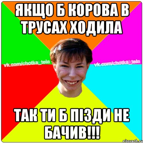 ЯКЩО Б КОРОВА В ТРУСАХ ХОДИЛА ТАК ТИ Б ПІЗДИ НЕ БАЧИВ!!!, Мем Чьотка тьола создать мем