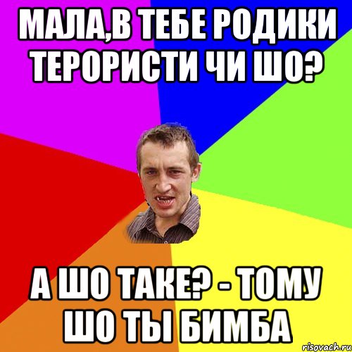 Мала,в тебе родики терористи чи шо? А шо таке? - тому шо ты бимба, Мем Чоткий паца