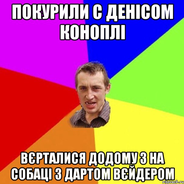 Покурили с денісом коноплі вєрталися додому з На собаці з дартом вєйдером