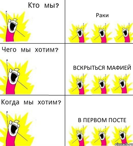 Раки Вскрыться мафией В первом посте, Комикс Что мы хотим