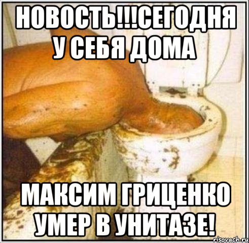 НОВОСТЬ!!!Сегодня у себя дома Максим Гриценко умер в унитазе!, Мем Дайвер