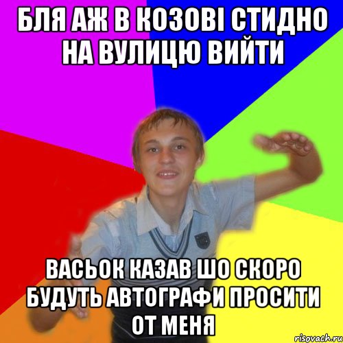 бля аж в козові стидно на вулицю вийти васьок казав шо скоро будуть автографи просити от меня, Мем дк