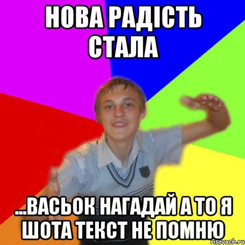 Нова радість стала ...васьок нагадай а то я шота текст не помню, Мем дк