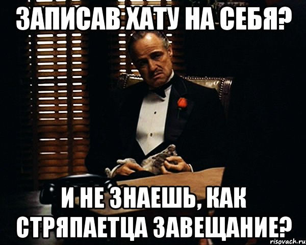 записав хату на себя? и не знаешь, как стряпаетца завещание?, Мем Дон Вито Корлеоне