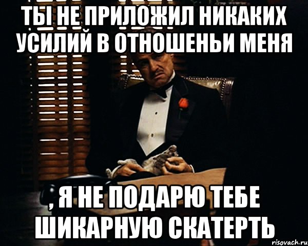 ты не приложил никаких усилий в отношеньи меня , я не подарю тебе шикарную скатерть, Мем Дон Вито Корлеоне