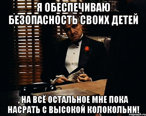 я обеспечиваю безопасность своих детей , на всё остальное мне пока насрать с высокой колокольни!, Мем Дон Вито Корлеоне