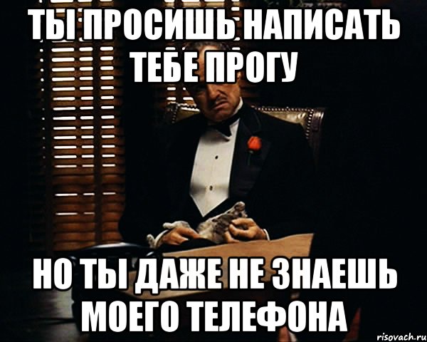 ТЫ ПРОСИШЬ НАПИСАТЬ ТЕБЕ ПРОГУ НО ТЫ ДАЖЕ НЕ ЗНАЕШЬ МОЕГО ТЕЛЕФОНА, Мем Дон Вито Корлеоне