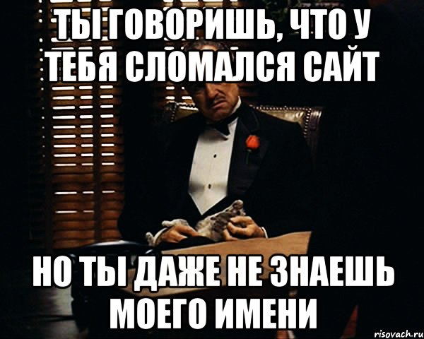 ты говоришь, что у тебя сломался сайт но ты даже не знаешь моего имени, Мем Дон Вито Корлеоне