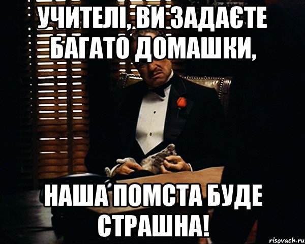 УЧИТЕЛІ, ВИ ЗАДАЄТЕ БАГАТО ДОМАШКИ, НАША ПОМСТА БУДЕ СТРАШНА!, Мем Дон Вито Корлеоне