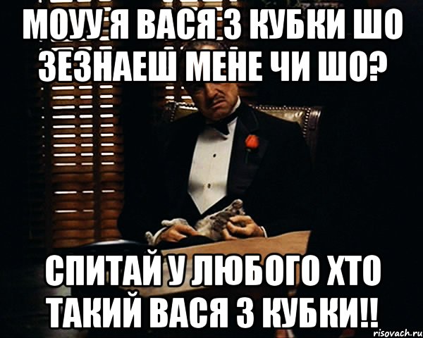 моуу я вася з кубки шо зезнаеш мене чи шо? спитай у любого хто такий вася з кубки!!, Мем Дон Вито Корлеоне